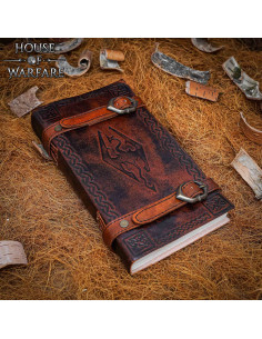 Journal médiéval à couverture en cuir, fermeture à...