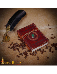 Journal médiéval à couverture en cuir avec pierre incrustée 2