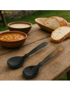 Set de 2 cuillères médiévales en ivoire de bœuf