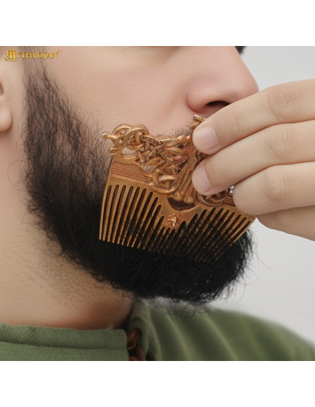 Peigne viking en bronze avec étui en...