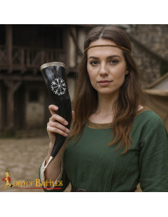 Corne viking pour boire Runa Vegvisir, détails en laiton 2
