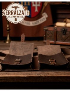 Sac à ceinture médiéval DuoPouch en cuir marron 2