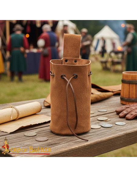 Sac à monnaie en daim avec cordon,...