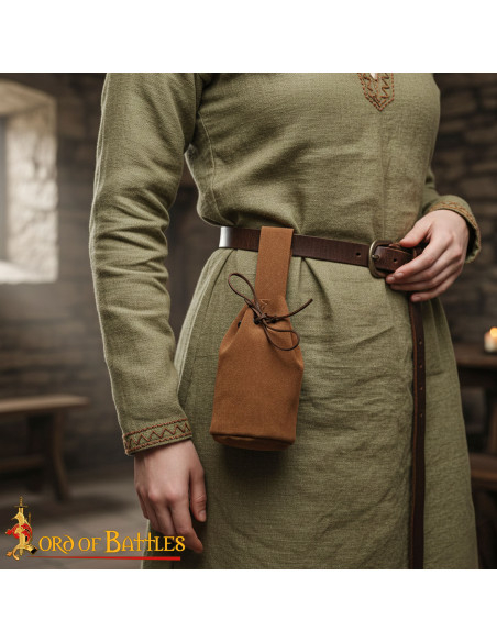 Sac à monnaie en daim avec cordon,...