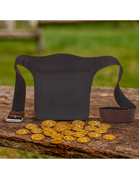 Sac à bandoulière en cuir marron fin...