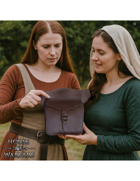 Sac à bandoulière en cuir marron fin...