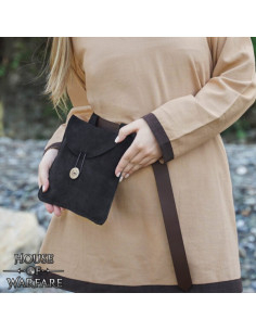 Sac médiéval en cuir suédé pour ceintures, couleur noire