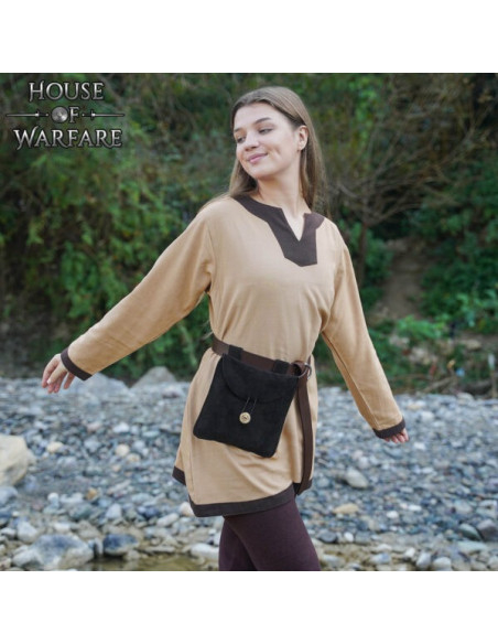 Sac médiéval en cuir suédé pour...