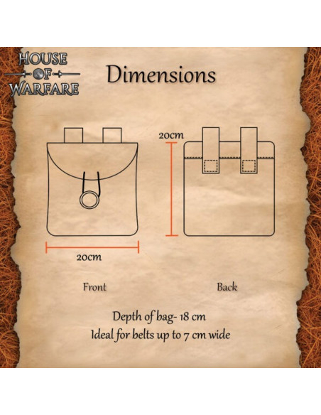 Sac médiéval en cuir suédé pour...