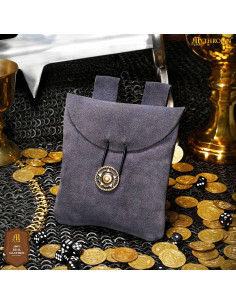 Sac banane médiéval en cuir suédé, couleur bleu