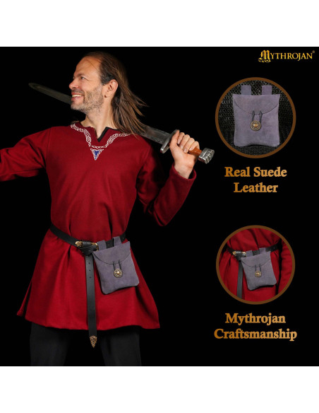 Sac banane médiéval en cuir suédé,...