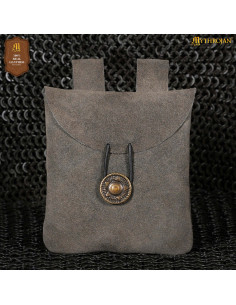 Sac banane médiéval en cuir de daim gris