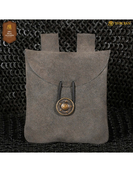 Sac banane médiéval en cuir de daim gris