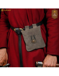 Sac banane médiéval en cuir de daim gris 2