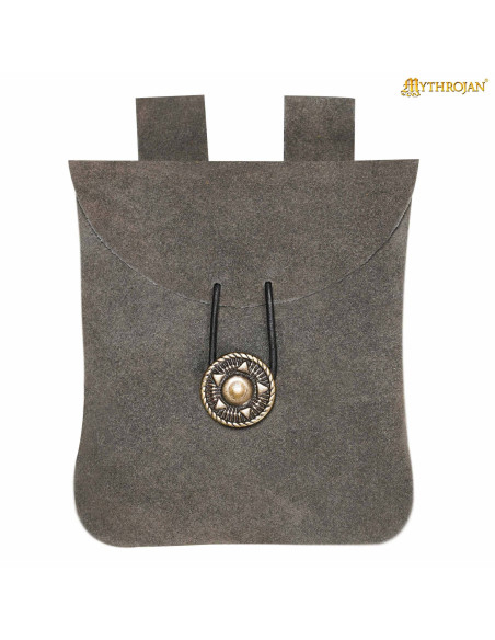 Sac banane médiéval en cuir de daim gris