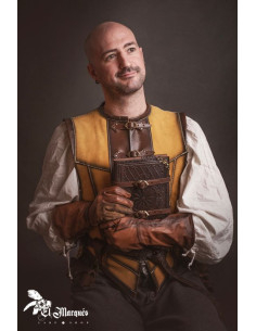 Cuir médiéval court pour homme, daim jaune