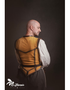 Cuir médiéval court pour homme, daim jaune 2