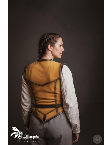 Cuir médiéval court pour femme, daim...