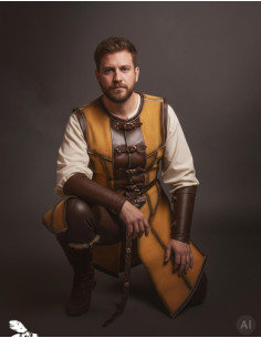 Veste médiévale longue pour homme, daim jaune 2