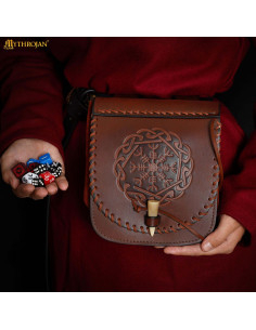 Sac vikings Guerrier du Nord pour ceinture, cuir marron