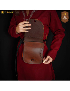 Sac vikings Guerrier du Nord pour ceinture, cuir marron 2