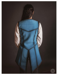 Manteau médiéval long pour femme, daim bleu 2