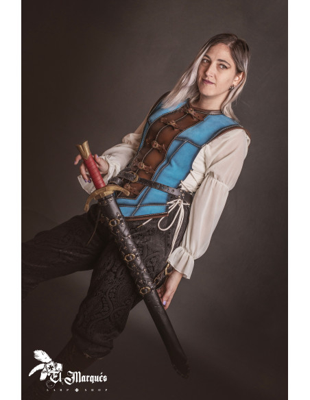 Cuir médiéval court pour femme, suède...