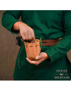 Sac à bandoulière en cuir marron pour ceinture, détails... 2