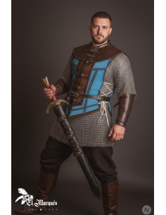 Cuir médiéval court pour homme, daim bleu