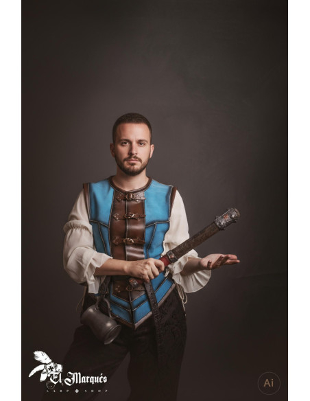 Cuir médiéval court pour homme, daim...