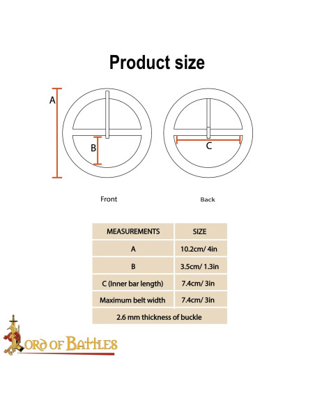 Boucle médiévale ronde en laiton (9,5...