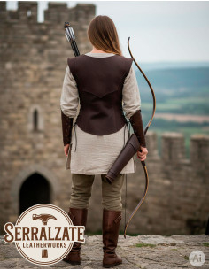 Justillo court en cuir Julienne, marron foncé 2