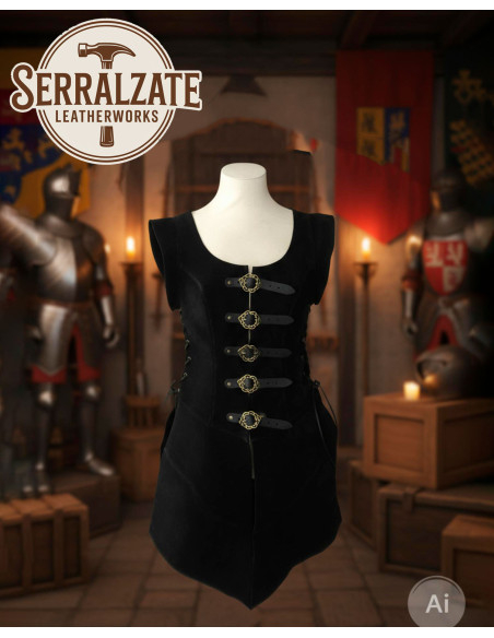 Justillo long en cuir Julienne, noir