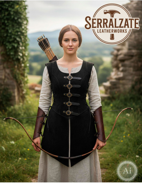 Justillo long en cuir Julienne, noir