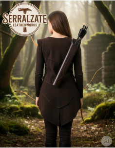 Justillo long en cuir Julienne en peau marron 2