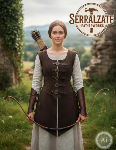 Justillo long en cuir Julienne en peau marron