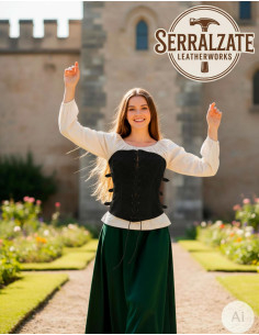 Corset Princesse Aventurière en cuir, noir