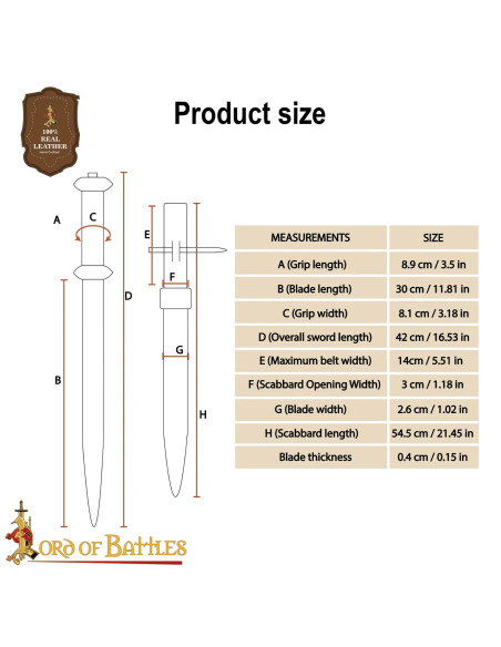 Rondel médiéval : poignée en bois et...