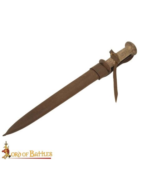 Rondel médiéval : poignée en bois et...