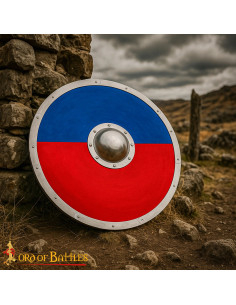 Bouclier anglo-saxon bicolore rouge-bleu pour LARP