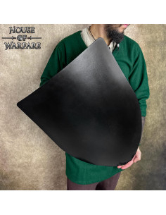 Bouclier médiéval en acier lisse avec chaîne, couleur noire 2