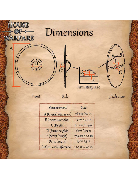 Bouclier viking rond en bois modèle...