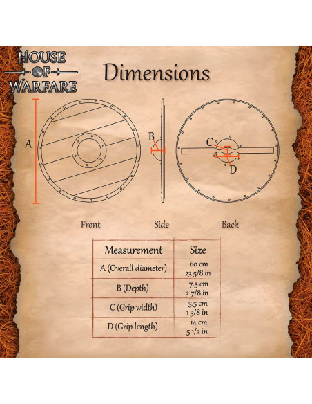 Bouclier rond viking en bois modèle...