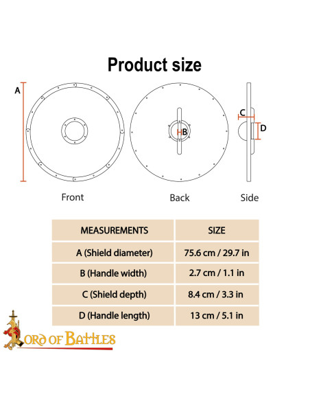 Bouclier viking de combat en bois...
