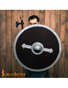 Bouclier rond viking en bois avec renforts en acier 2