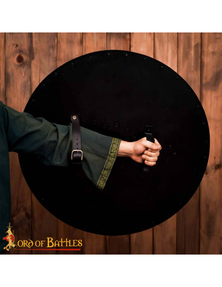 Bouclier rond viking en bois avec...