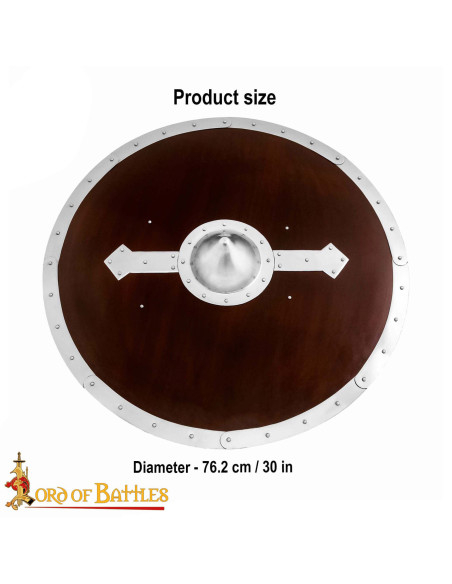 Bouclier rond viking en bois avec...