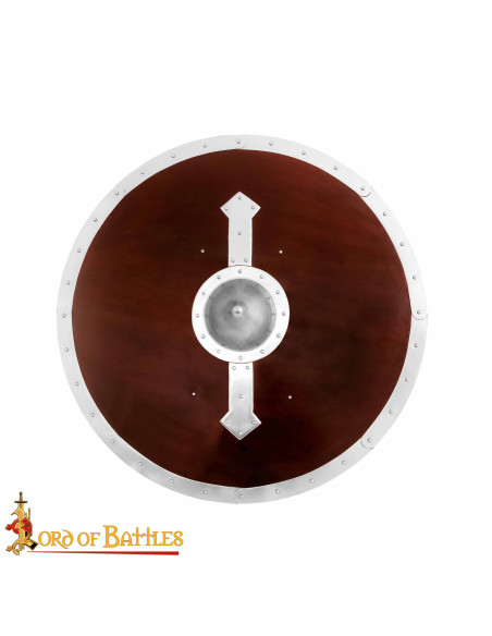 Bouclier rond viking en bois avec...