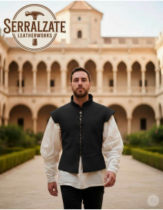 Jubón médiéval et renaissance en daim noir 2