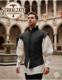 Jubón médiéval et renaissance en daim noir